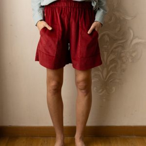 Bermuda Sandra – velluto 500 righe ciliegia