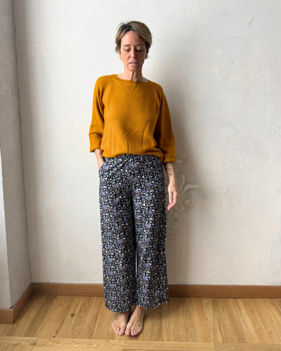 Crop 2.0 – Velluto Millerighe Blu A Fiori - immagine 5