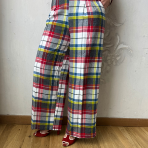 Pantaloni Alfredo – Flanella Scozzese Multicolor Base Bianca