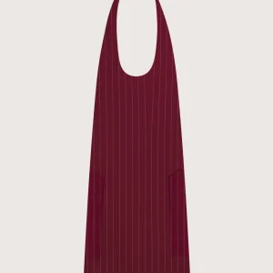 Grembiule “Cipro” con pettorina “gessato nero / bordeaux”