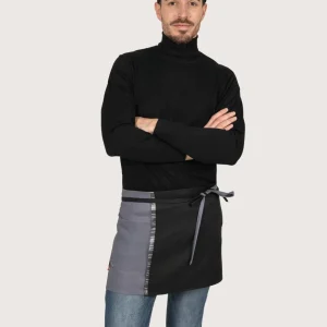 Coppia di grembiuli corti “Denver” doppio colore grigio-nero