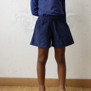 Bermuda Sandra – velluto millerighe blu