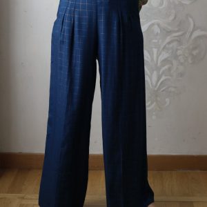Pantaloni Alfredo – flanella lurex petrolio