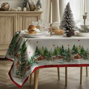 Tovaglia natalizia abeti 12 posti