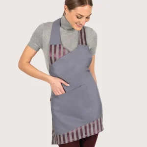 Grembiule “Malta” grigio & riga viola