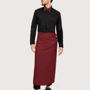 Grembiule “Nizza” lungo bordeaux gessato o tinta unita 2 pz