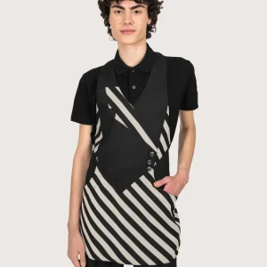 Grembiule “Panarea” nero & riga grigio perla