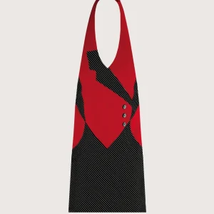 Grembiule “Panarea” rosso con dettagli a contrasto (a scelta)