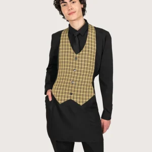 Grembiule “Simon” nero con pettorina/gilet giallo scozzese