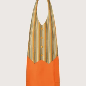 Grembiule “Simon” arancio con pettorina/gilet a fantasia