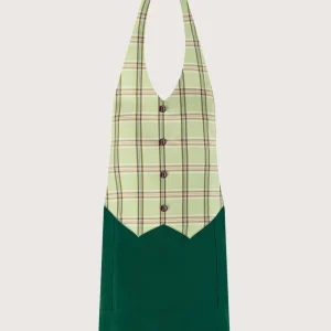 Grembiule verdone “Simon” con pettorina/gilet scozzese