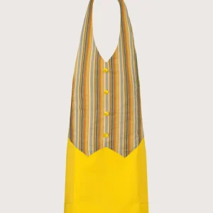 Grembiule giallo “Simon” con pettorina/gilet a fantasia