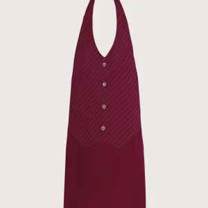 Grembiule “Simon” bordeaux con pettorina/gilet gessato