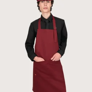 Grembiule bordeaux con pettorina regolabile con fibbia “Tiffany”