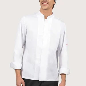 Giacca cuoco bianca unisex con collo alla coreana “Zugo”